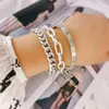 Designer Jewelrys Hip Hop Banhado A Ouro Moda Metal Cross Chain Conjunto Feminino de 3 Chunky Chain Set Jóias Presentes