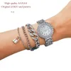 Women's 3-piece Set with Fashionable Personalized Steel Band Diamond Inlaid Small Square Watch and Ins Style Bracelet
