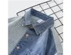 Nouveaux hommes Denim Chemises Printemps High Street Lâche Manches longues Jean Tops Stripe Patchwork Designer Chemise Jeunesse Fi Overshirt Z6qT #