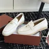 Dames zomerwandeling suède afdrukken casual schoenen Loro Piano Man Tasman loafers platte hak jurk schoen luxe lederen sneakers zwarte designer mocassin slip op rubber S466