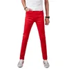 jeans skinny uomini 2021 uomini coreani in streetwear pantaloni sottili pantaloni allungati pantaloni abiti rossi casual per adolescenti pantaloni f2gg#