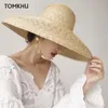Élégant Vintage français Hepburn couleur primaire chapeau de paille femmes soleil bord de mer chapeau de plage femme été grand chapeau de soleil fait à la main qualité 240325
