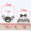 Zinc Alloy 100 Sets Silver Tone Frog Charm Bead Caps Set 15x9mm214r