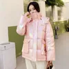 2023 Fi Espesar Abrigo de invierno Mujeres Chaquetas acolchadas brillantes Parka Abrigo suelto No-W con capucha Estudiante Abrigos cortos cálidos P42D #