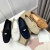 Sapatos de feijão com pedal de um pé, moeda de ouro, couro de camurça feminino, bico redondo, fundo plano, direção casual, sapatos leves e preguiçosos