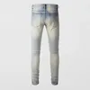 Streetwear Fi Uomo Jeans Retro Azzurro Stretch Slim Fit Foro Jeans strappati Uomo Marca Patch Designer Pantaloni Hip Hop Hombre k0Gd #