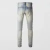 Streetwear Fi Hommes Jeans Rétro Bleu Clair Stretch Slim Fit Trou Ripped Jeans Hommes Marque Patch Designer Hip Hop Pantalon Hombre k0Gd #