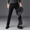 Мужские зимние джинсы мужские черные, облегающие эластичные толстые брюки Veet, теплые джинсы, повседневные флисовые брюки, мужские Q26X #