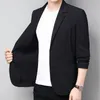 men Cott & Linen Casual Blazer 2024 Spring Summer No Lining Notched Lapel Mens Suit Jacket Lightweight Thin Coat Gray / Black s6QG#