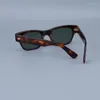 نظارة شمسية مربعة خمر الرجال مصمم أزياء العلامة التجارية سميكة خلات ثقيلة UV400 وصفة طبية