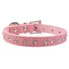 Dog Collars Wholesale Link Rhinestone Collar For Chihuhua Soft Suede Leather 500pcs