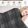 Cobertores modernos cinza escuro e preto tartan cobertor para cama personalizado mais macio