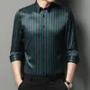 Smart Casual Chemises complètes pour hommes Slim Fit Chemise unie formelle élastique Srtiped LG-Sleeve Tops Soft Office Busin Vêtements ropa x2Fc #