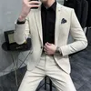 jackets+pants Men's Spring Quality Busin Suits Male Slim Fit Solid Color Groom's Wedding Dr Fi 2 pieces Blazers 4XL S63t#