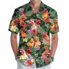Butt Up Beach Camisa dos homens 3D Impressão Digital Padrão de Frango Surf Camisa Havaiana Para Homens Casual Manga Curta Camisas Plus Size U0JZ #