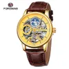 FORSING 8217 Orologio meccanico per il tempo libero con cinturino in pelle completamente automatico da uomo, cavo Sun Moon