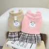 Dog Apparel Pet Clothing Autumn Winter Thickened Pink Crown Princess Dress With Drawstring Buckle Corduroy Small Medium Dogs