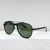 Solglasögon rak metall stora ovala män och kvinnor mode handgjorda designer uv400 märke legering silverguldglasögon med fodral