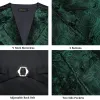 Vêtes Green Dark Men de gilet Collier Collier Business Tuxedo Robe Washingtcoat Luxury Paisley Coldie Pocket Square Cuffinks for Wedding