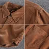 Primavera y otoño Nueva American Retro Pana Color Sólido Camisa de carga Hombres Pure Cott LG Manga de bolsillo Blusas casuales Abrigo R7X4 #