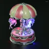 Decoratieve beeldjes LED-draaimolen Muziekkoffer Kleurrijke lichtcarrousel Cartoondozen Mini voor volwassenen Kinderen Bruiloftsdecoratie Verjaardagsfeestjes