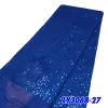 Tyg 2023 African Net Lace Fabric 5 varv med paljetter Dubai franska högkvalitativa tyll glänsande spetsar för syparty prom klänning ly3068