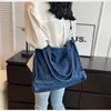 Borse da sera Borsa a tracolla da donna in denim blu di grande capacità Borsa a tracolla da donna in tinta unita Shopping Borse retrò per ragazze universitarie