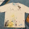 Футболка Lanvis Мужская SS24 Дизайнерская футболка Lanvis Curb Роскошная женская бежевая крапинка с алфавитным принтом Модная повседневная свободная футболка с половиной рукава Белая одежда Lanvis 9508