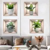 Wallpapers 4 Stück westlicher Stil Wandaufkleber Mann Home Decor Realistische Bonsai-Abziehbilder PVC dekorativ