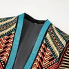 Vintage coloré broderie Costume veste Blazer hommes Veeteen veste Style ethnique rayé chanteur scène Costume décontracté Cardigan G76s #