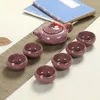 Ensembles de service à thé voyage chinois 7 pièces, tasses à thé en céramique portables en porcelaine craquelée avec boîte-cadeau
