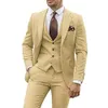 DV067 3 stycken beige kostymer för män smala passande brudgum tuxedos bröllop kostymer bästa man brudgummen formell parti kostym manlig blazer hombre 21ut#