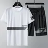 Mannen T-shirt Pak Shorts T-shirt Set Oversize 6XL 7XL 8XL Plus Size Korte Mouw Zwarte T-shirts Zomer Mode losse Drop 240325