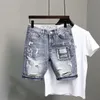 FI 2023 Koreansk stil lyxdesigner Harajuku Y2K Men's Denim Jeans med Cat Whisker Slim Print och Distraed Patch Holes B8af#