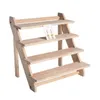 Smyckespåsar 4-lagers Display Tray Pendant Earrings Rings Blocks Solid Wood Holder225i