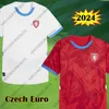 チェコサッカージャージー2024メンズトップスティーチェコ共和国フットボールシャツレッドホームホワイトアウェイサッカージャージー24 25