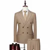 2023 Nouveau costume rayé pour hommes trois pièces costume à double fente élégant mariage pour hommes Dr luxe vêtements pour hommes vêtements de luxe 22ze #