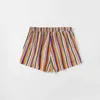 plus Size Rainbow Stripe Print Casual Summer Shorts Women Elastic Waist Loose Floral Print Shorts Female Large Size Beach Shorts G4MG#