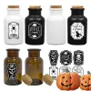 Gläser 6pcs Glasflaschen mit Kork Halloween Dekorationen Apotheker Trankflaschenglasflaschen Flaschen mit Halloween -Etiketten Aufkleber