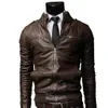 solid Color Zipper Closure Men Jacket Faux Leather Stand Collar Side Pockets Motorcycle Windbreaker Male Clothing o6ev#