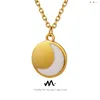 Hängen Amaiyllis 18K Gold Light Luxury Inlaid Emamel Round Moon Necklace Pendant Simple Niche Clavicle Chain SMEEXKE