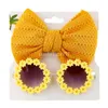 Children's sunglasses set baby cartoon toy sunflower sunshade sun glasses solid color hollow headband