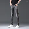 Herenjeans Sportlijnontwerp Grijs Stijlvol Eenvoudig en veelzijdig Street Straight Slim Fit Stretch Voetenbroek