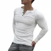 Casual Lg manches Cott T-shirt Hommes Gym Fitn Bodybuilding Entraînement Slim T-shirt Mâle Solide Tee Tops Sport Formation Vêtements T6on #