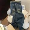 Jean bleu taille haute avec boutons pour femmes, Streetwear, jambes larges, confortable, Style américain, pantalon droit, à la mode, 2024