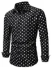 Summer Men's Butted Shirt Black and White LG Sleeve Lapel Polka Dot Daily Resort Wear Stylish, Casual and Bekväm F9JH#
