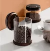Bouteilles de stockage un bouton d'échappement en verre réservoir de grains de café en poudre scellé cuisine conservation fraîche