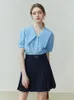 fsle College Style A-LINE Skirts Pleated Design High Waist Women Above-Knee Length Skirt Solid Twill Women Summer Mini Skirt v50i#