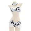 Anilv Cow Series Maillot de bain Body Bikini Maid Uniforme Costume Summer Beach Kawaii Girl Maillots de bain Jupe Uniforme Set Cosplay P0Dq #