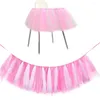 Table Skirt Glitter Tulle Tutu High Chair Decor For Baby Birthday Shower Party (Silver)